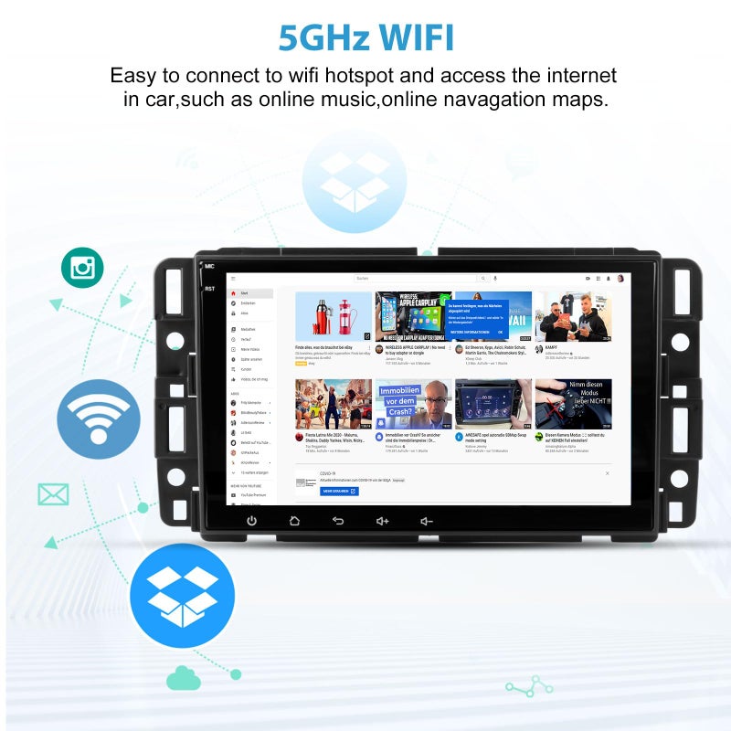 AWESAFE 8" Car Radio Stereo for Chevy Silverado GMC Sierra Yukon Buick 2007-2013 with Wireless CarPlay & Android Auto 4Core 64GB - Image 4
