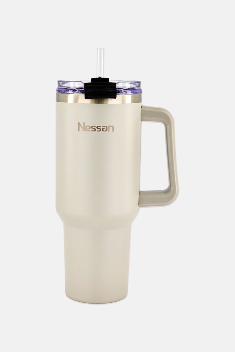 Nessan Double Wall Stainless Steel Insulated Travel Mug 1200ml, Beige - Image 1
