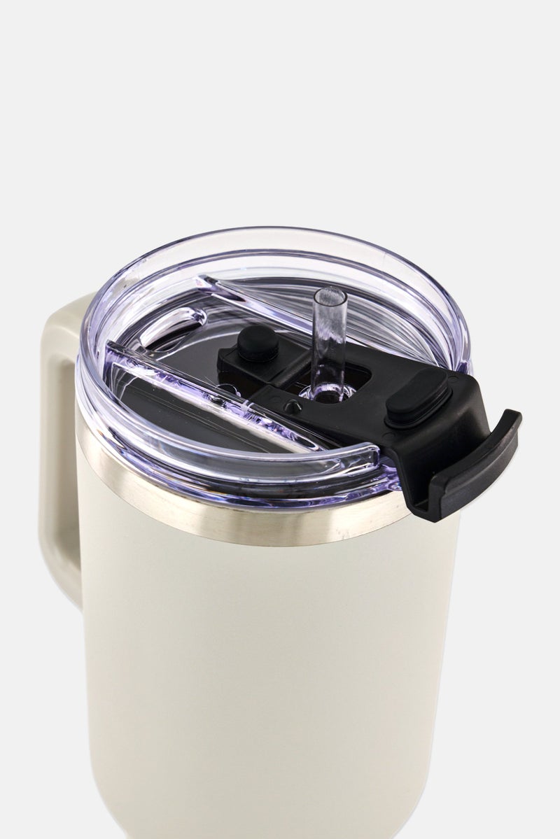 Nessan Double Wall Stainless Steel Insulated Travel Mug 1200ml, Beige - Image 3
