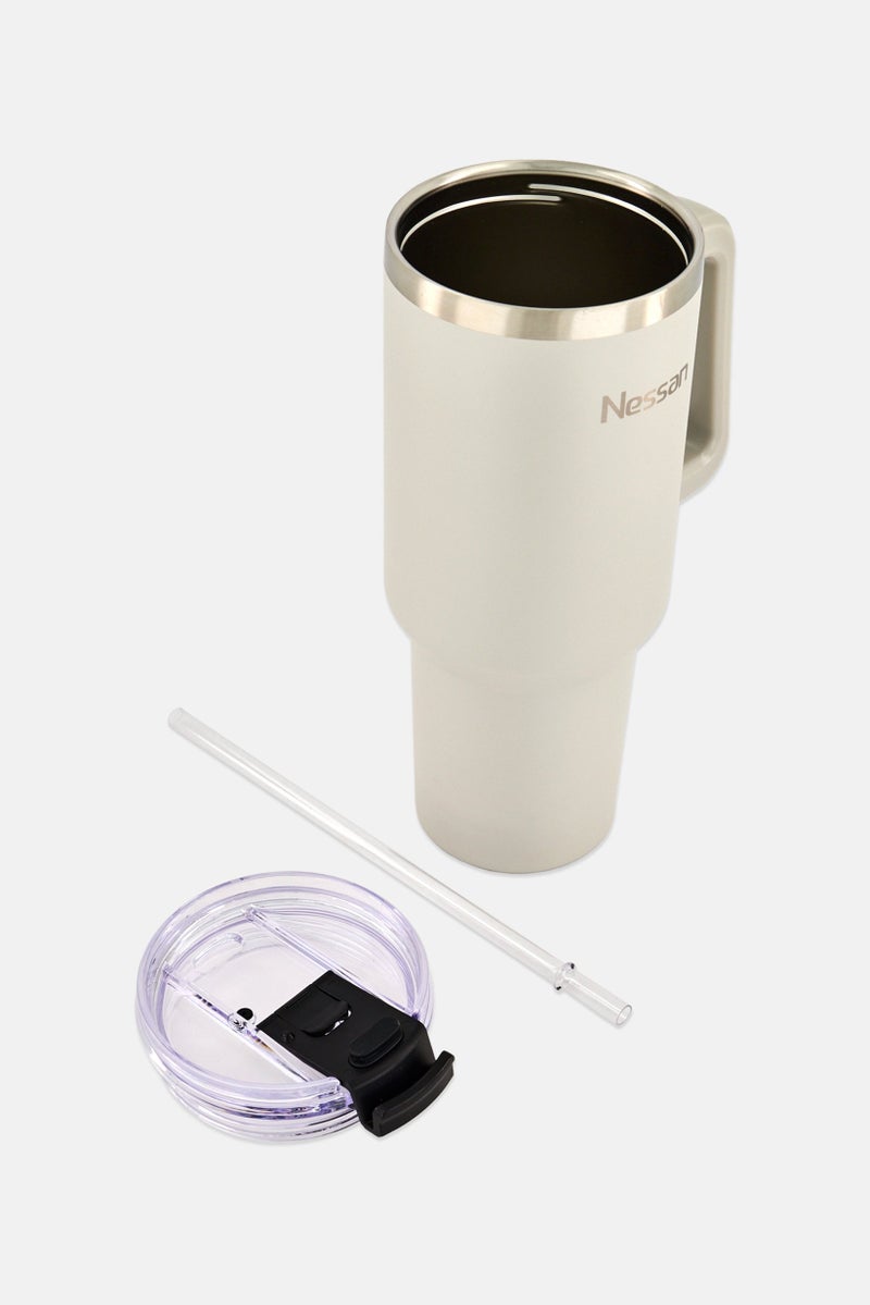 Nessan Double Wall Stainless Steel Insulated Travel Mug 1200ml, Beige - Image 2