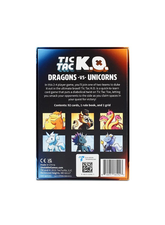 NIBEMINENT Tic Tac K.O. : Dragons vs. Unicorns Base Game - Quick-to-learn team card game for kids, teens, & adults - Adorably ruthless twist on Tic Tac Toe - 2-4 players - Great for game night  - Image 2