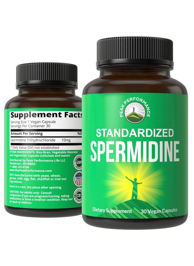 Spermidine Supplement Ultra High Strength Standardized To 99% Spermidine Trihydrochloride More Potent Than Wheat Germ Extract Vegan Capsules For Healthy Aging Longevity Usa Tested Supplements