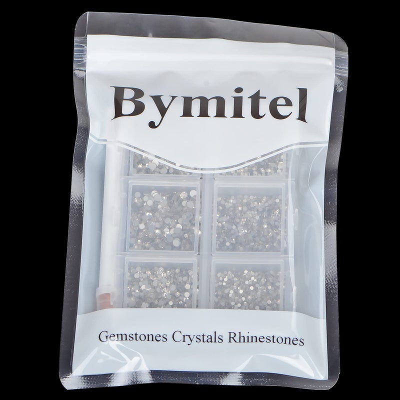 Bymitel 7200 Pieces 6 Mixed Sizes Glue Fix on Glass Rhinestones Round Crystal Gems Flatback for DIY Jewelry Making with one Picking Pen(6-Sizes 7200PCS, Clear Crystal) - Image 5