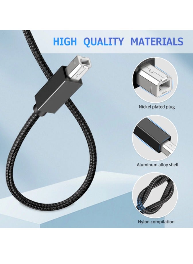 Denx Printer and Data Sync Cable Black Fabric 2 Meters  - Image 3