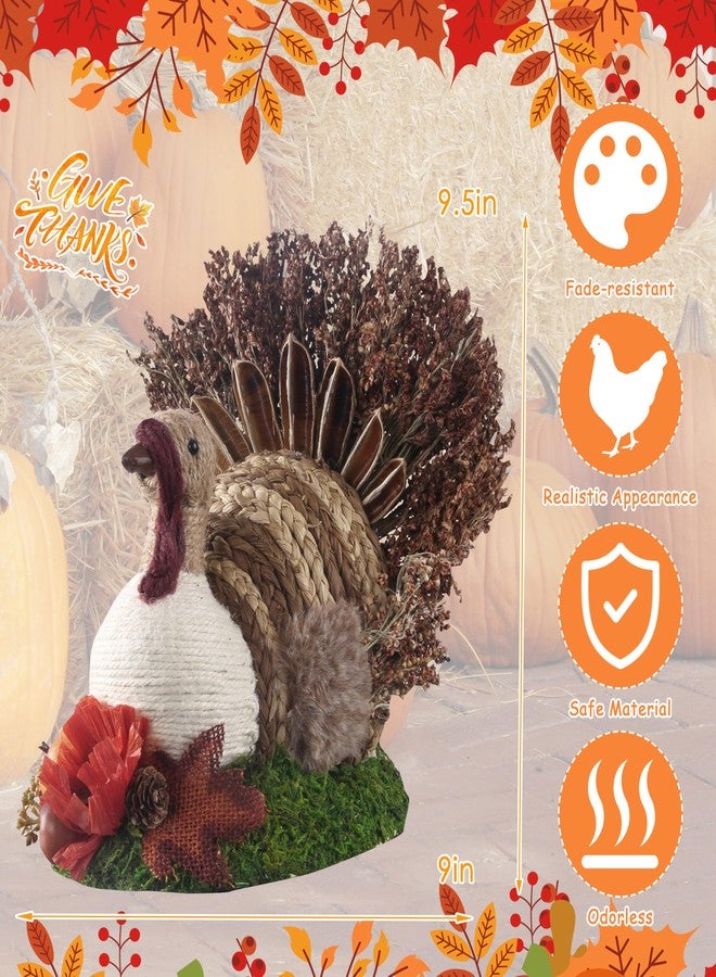 أوغرمار زينة ديك رومي لعيد الشكر من أوغرمار، زينة طاولة ديك رومي مصنوعة يدويًا من السيزال، تماثيل ديك رومي كبيرة لعيد الشكر، ديكور منزلي داخلي مستوحى من موسم الحصاد الخريفي - Image 3