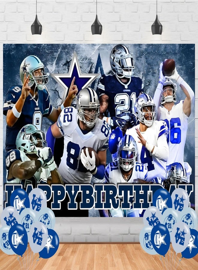 PINUO Cowboys Party Supplies5x3FT,Dallas Soccer Backdrop,Football Theme Happy Birthday Party Banner for Boys and Girls Anime Party Decoration - Image 2