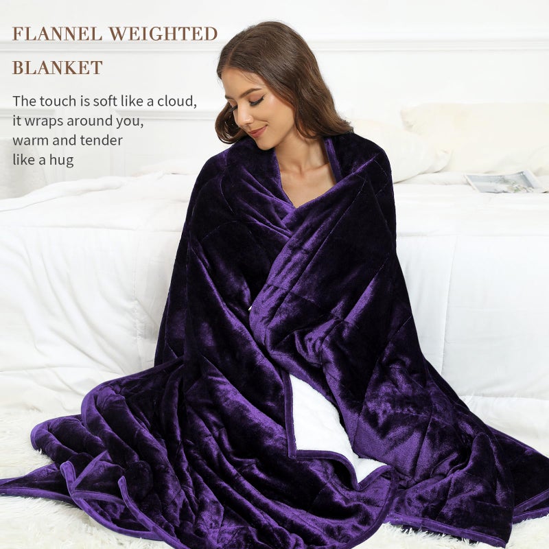 Alomidds Weighted Blanket Queen Size 15lbs 60 x 80 inches,Adult Weighted Blankets with Soft Plush Fleece,Fluffy Thick Warm Sherpa & Cozy Flannel Heavy Blanket for Sofa Bed,Purple - Image 5