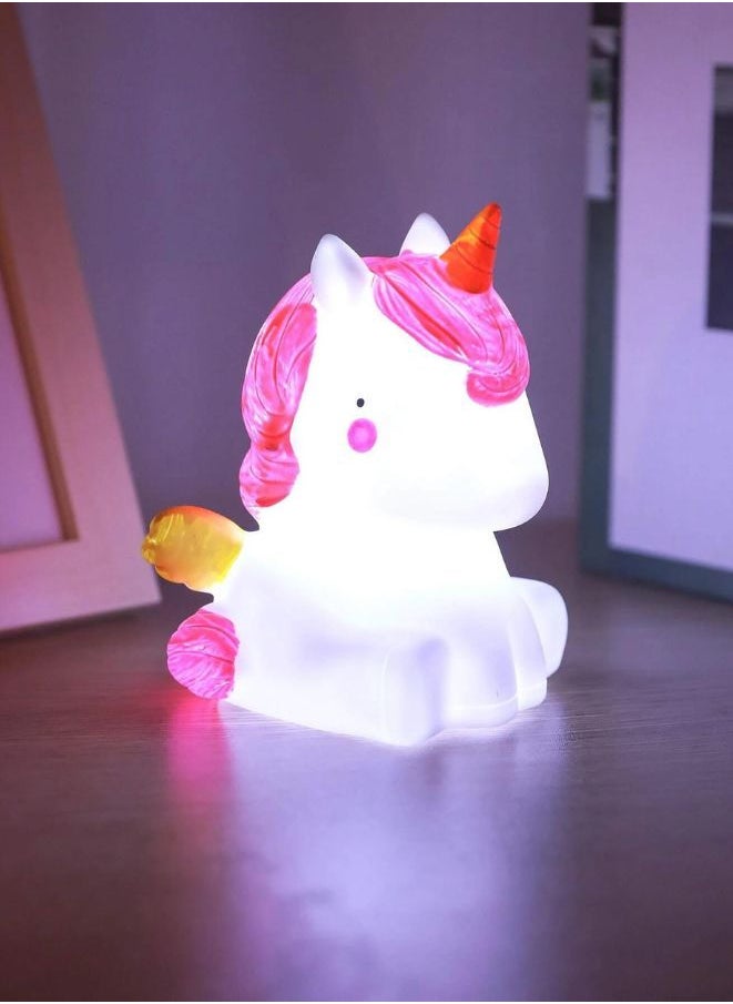 Generic - Kids Cartoon LED Night Light Children Bedroom Table Lamp Bedside Moon Star Nightlight Gift, White Unicorn - Image 1