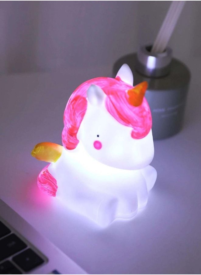 Generic - Kids Cartoon LED Night Light Children Bedroom Table Lamp Bedside Moon Star Nightlight Gift, White Unicorn - Image 1
