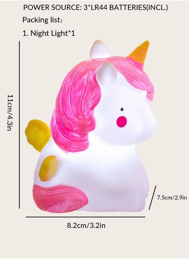 Generic - Kids Cartoon LED Night Light Children Bedroom Table Lamp Bedside Moon Star Nightlight Gift, White Unicorn - Image 1