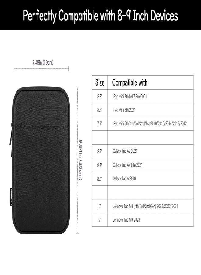 Dadanism 8-9 Inch Tablet Sleeve Bag Carrying Case for All-New iPad Mini 7th/6th 8.3" 2024/2021, iPad Mini 5/4/3/2/1 7.9", Galaxy Tab A7 Lite 8.7"/Tab A 8.0", Tab M8 (4/3/2) 8", Tab M9 9" 2023, Black - Image 2