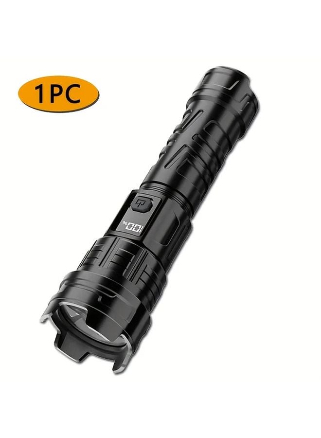 Black Portable Outdoor LED Flashlight Zoomable Beam USB Rechargeable for Hunting Camping Emergency - Image 1
