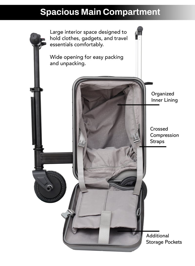 Parajohn Etro Cabin Size 20 inches Rideable Aluminum + Polycarbonate Rechargeable Electric Suitcase Scooter - Image 4