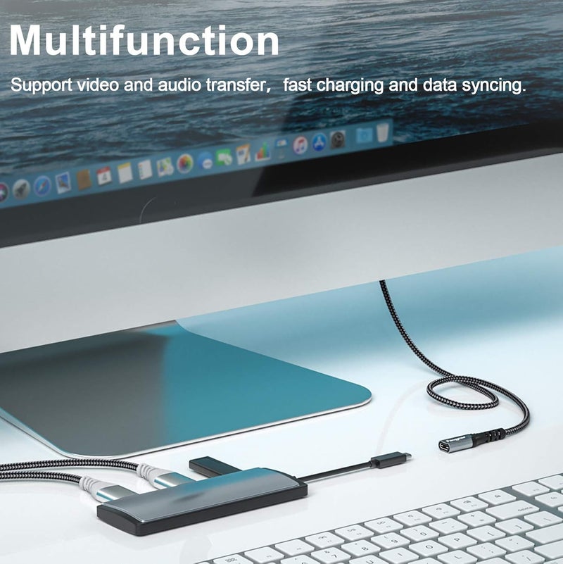فاسجير كابل تمديد USB C من Fasgear، 10 جيجابت في الثانية، USB 3.1 الجيل 2، من نوع C ذكر إلى أنثى، يدعم إخراج فيديو وصوت بدقة 4K، متوافق مع منفذ Thunderbolt 3، MacBook Pro، Dell XPS، Switch، محور USB-C (1 متر، أسود) - Image 4