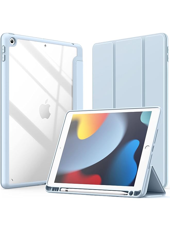 Jetech Case for iPad 10.2-Inch (9th/8th/7th Generation, 2021/2020/2019) with Pencil Holder, Clear Transparent Back Shell Slim Stand Shockproof Tablet Cover, Auto Wake/Sleep (Light Blue) - Image 1