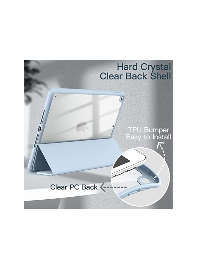 Jetech Case for iPad 10.2-Inch (9th/8th/7th Generation, 2021/2020/2019) with Pencil Holder, Clear Transparent Back Shell Slim Stand Shockproof Tablet Cover, Auto Wake/Sleep (Light Blue) - Image 3