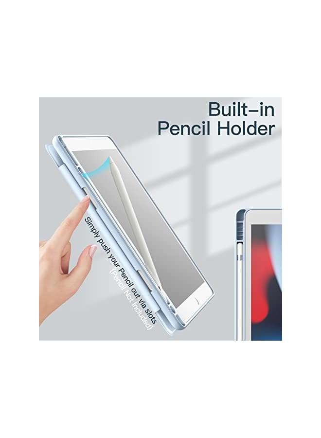 Jetech Case for iPad 10.2-Inch (9th/8th/7th Generation, 2021/2020/2019) with Pencil Holder, Clear Transparent Back Shell Slim Stand Shockproof Tablet Cover, Auto Wake/Sleep (Light Blue) - Image 5