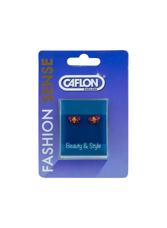 كافلون أقراط أذن مرصعة بالألماس على شكل فراشة بنفسجية من كافلون فاشون سينس، زوج واحد