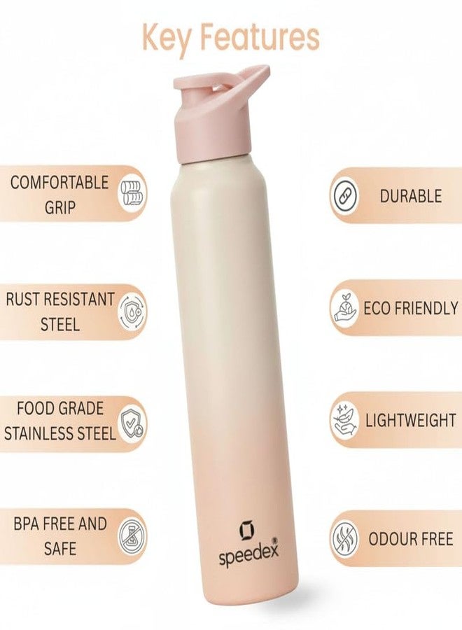 Speedex Stainless Steel Water Bottle 1 Ltr, Leak Proof Sipper Cap, BIS Approved 1000 ml Metal Bottle For Daily, Office, School, Gym, Travel Use for Men, Women, Kids, Adults, Peach Orange, Set of 1 - Image 2