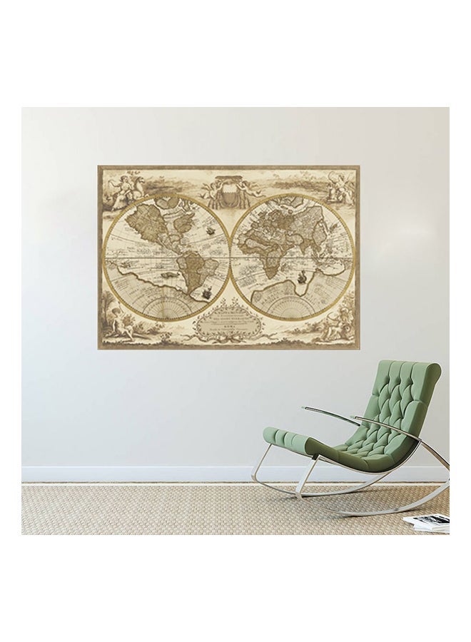 NIBEMINENT Retro Style In Europe And America World Map Wall Sticker Brown 75x55cm