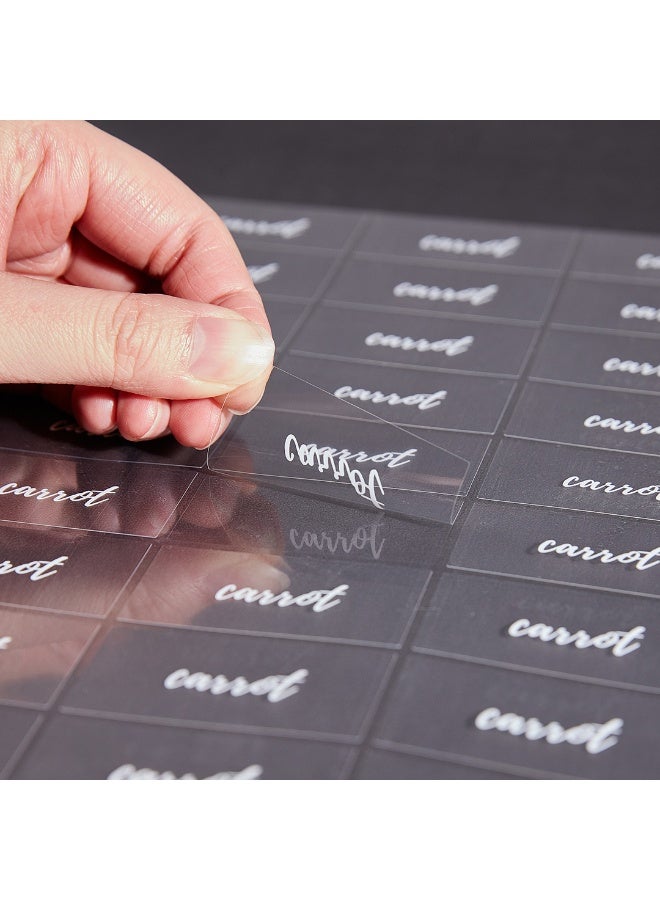 Restaurantware Label Tek 1.9 x 1 Inch Carrot Juice Bottle Labels, 100 Water-Resistant Labels For Bottles - Self-Adhesive, Clear With White Font, Plastic Bottle Stickers, For Drink Pouches, - Image 2