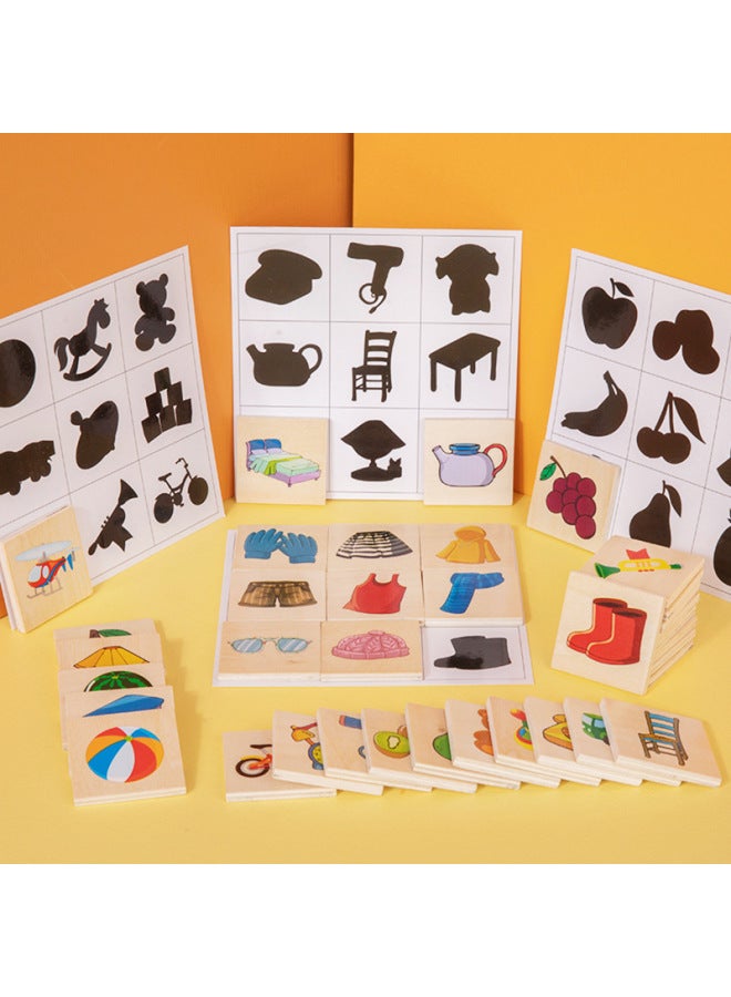 Children's Shadow Matching Jigsaw Puzzle Shape Recognition Game Shape Recognition Early Education Puzzle Enlightenment Wooden Toy - Image 3