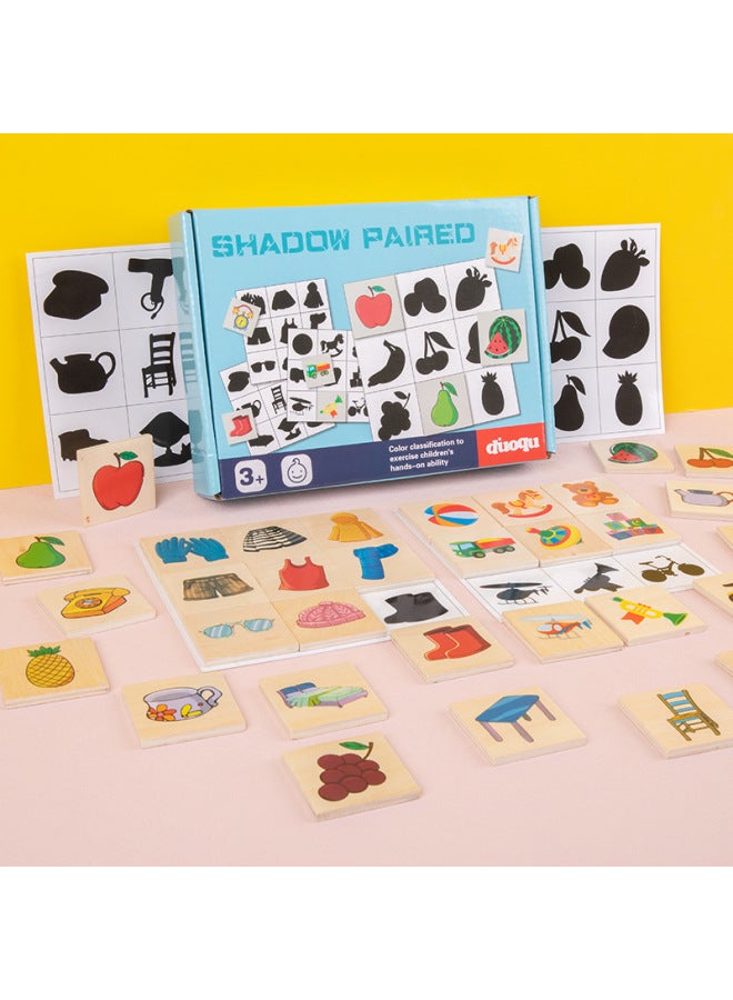 Children's Shadow Matching Jigsaw Puzzle Shape Recognition Game Shape Recognition Early Education Puzzle Enlightenment Wooden Toy - Image 1