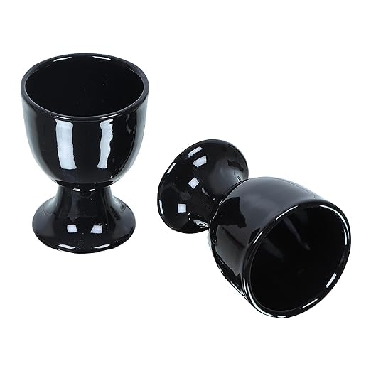 Qimacplus Elevate Your Breakfast Experience Soft Boiled Egg Holder Set Stylish Ceramic Egg Cups Perfect Housewarming Gift Set of 4 (Black Finish) - Image 3