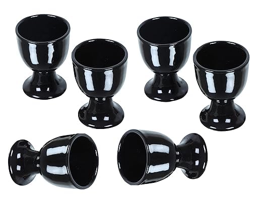 Qimacplus Elevate Your Breakfast Experience Soft Boiled Egg Holder Set Stylish Ceramic Egg Cups Perfect Housewarming Gift Set of 4 (Black Finish) - Image 2