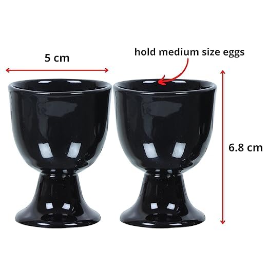 Qimacplus Elevate Your Breakfast Experience Soft Boiled Egg Holder Set Stylish Ceramic Egg Cups Perfect Housewarming Gift Set of 4 (Black Finish) - Image 4