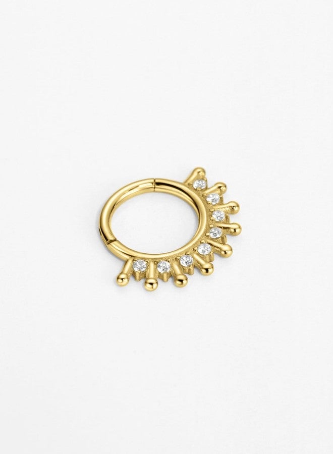 FANSING 18k Gold-plated Septum Jewelry 16g Septum Ring Surgical Steel Piercing Rings 16 Gauge 8mm Daith Hoop Earring Cubic Zirconia - Image 3