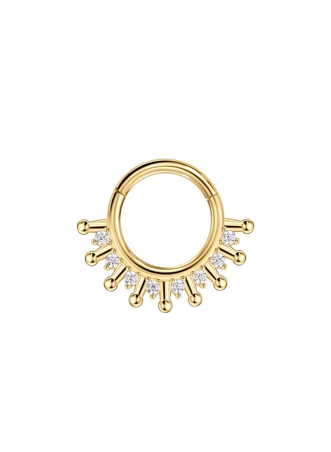 FANSING 18k Gold-plated Septum Jewelry 16g Septum Ring Surgical Steel Piercing Rings 16 Gauge 8mm Daith Hoop Earring Cubic Zirconia - Image 1