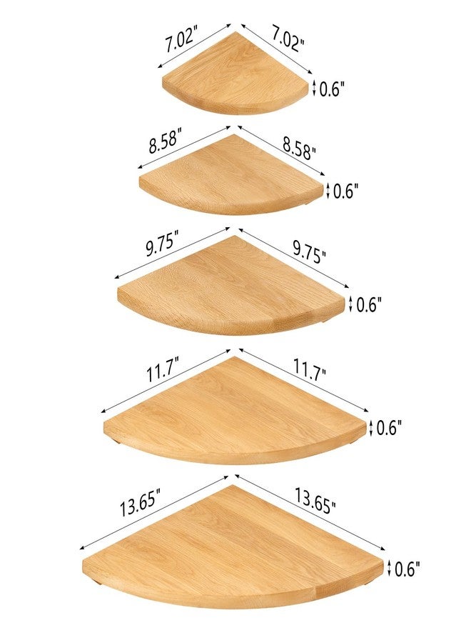 TRWISWDC Oak Corner Shelf 10 inches Natural Wood Floating Corner Shelves Round End Wall Mounted Display Shelf Corner Plant Stand for Bathroom Kitchen Bedroom Livingroom Floating Shelves - Image 2