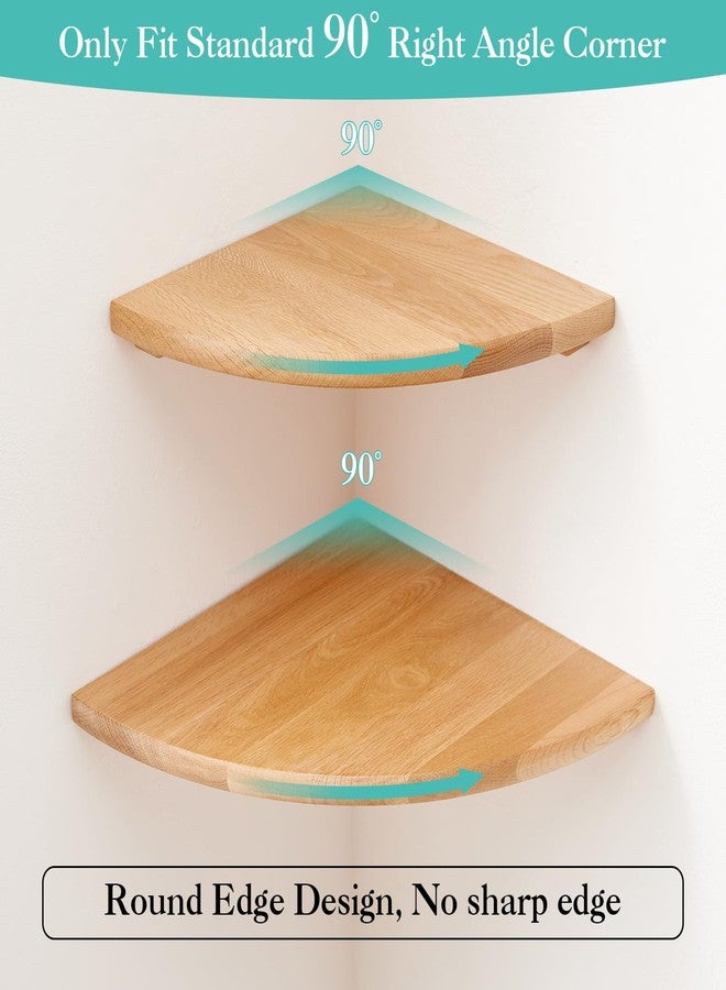 TRWISWDC Oak Corner Shelf 10 inches Natural Wood Floating Corner Shelves Round End Wall Mounted Display Shelf Corner Plant Stand for Bathroom Kitchen Bedroom Livingroom Floating Shelves - Image 3