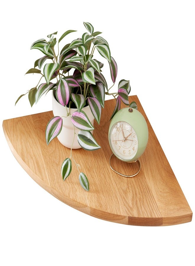 TRWISWDC Oak Corner Shelf 10 inches Natural Wood Floating Corner Shelves Round End Wall Mounted Display Shelf Corner Plant Stand for Bathroom Kitchen Bedroom Livingroom Floating Shelves - Image 1