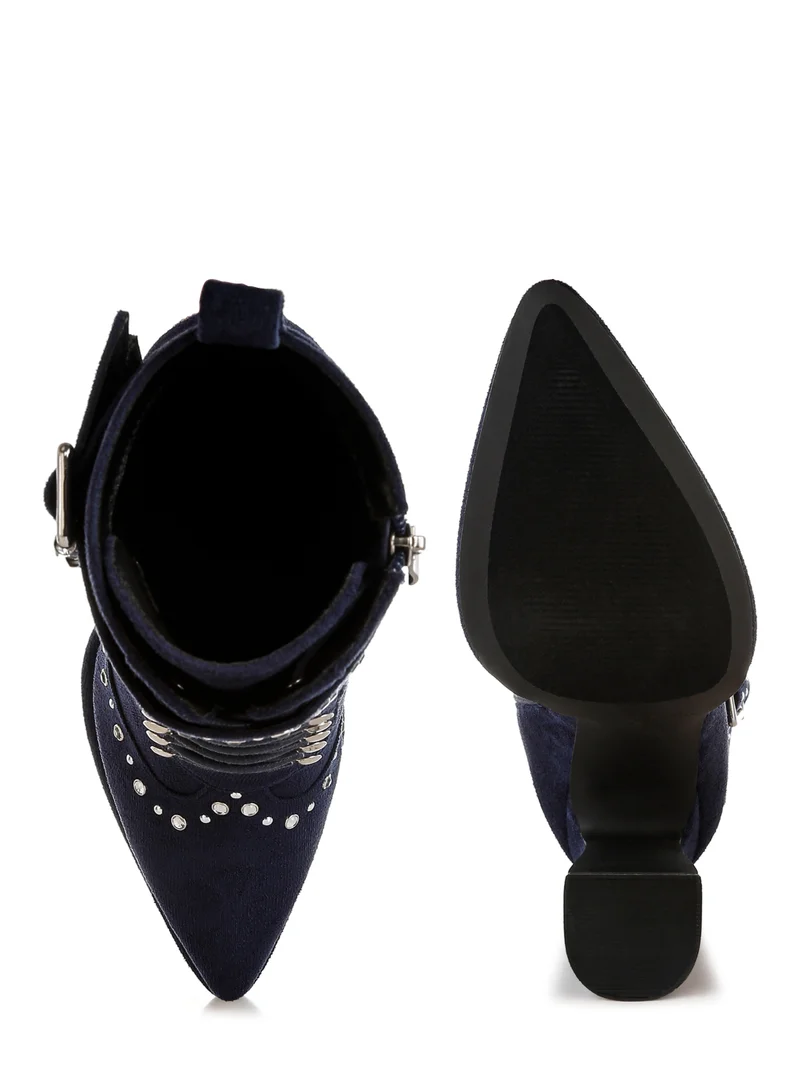 London Rag Harness Detail Lace Up Boots in Navy
