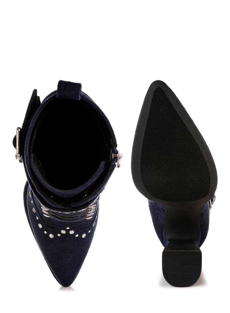 London Rag Harness Detail Lace Up Boots in Navy - Image 4