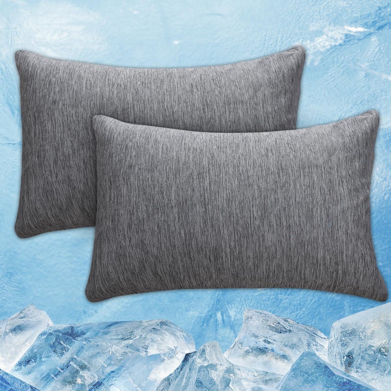 CHOSHOME Cooling Pillow Cases Zipper Pillow Covers QMax 045 Zippered Pillowcases for Hot Sleepers Soft Breathable SkinFriendly 2 Pack Standard 20x26 Dark Grey - Image 2