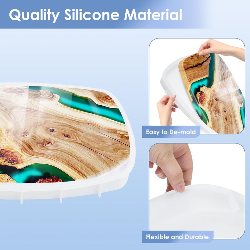 Vehipa Extra Large Silicone Molds for Epoxy Resin Table, Oval Epoxy Resin Molds for DIY Art Home Decor, River Table, Cutting Board, Resin Art - Image 3