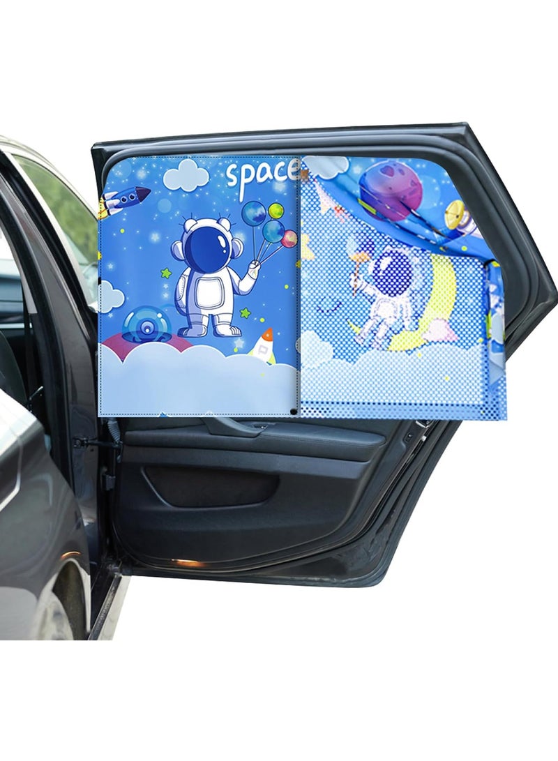 general 2 Pieces Side Window Magnetic Car Curtains, Baby SUV Cartoon Double Layer Car Curtains, Heat and UV Protection Car Curtains, Baby Window Shades - Image 1