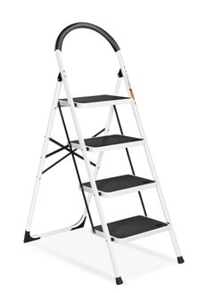 ALMUFARREJ Foldable Ladder 4 Steps, Home Ladder Folding Step Stool with Wide Anti-Slip Pedal, Adults Folding Sturdy Steel Ladder for Home,Kitchen, Garden, Office  - Image 1