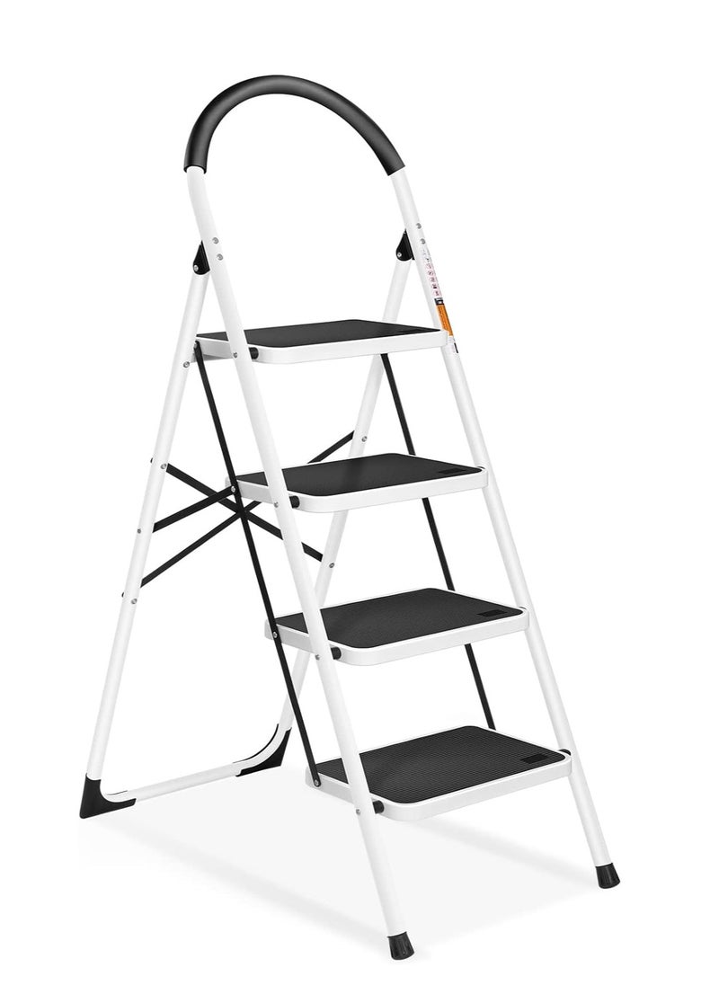 ALMUFARREJ - Foldable Ladder 4 Steps, Home Ladder Folding Step Stool with Wide Anti-Slip Pedal, Adults Folding Sturdy Steel Ladder for Home,Kitchen, Garden, Office - Image 1