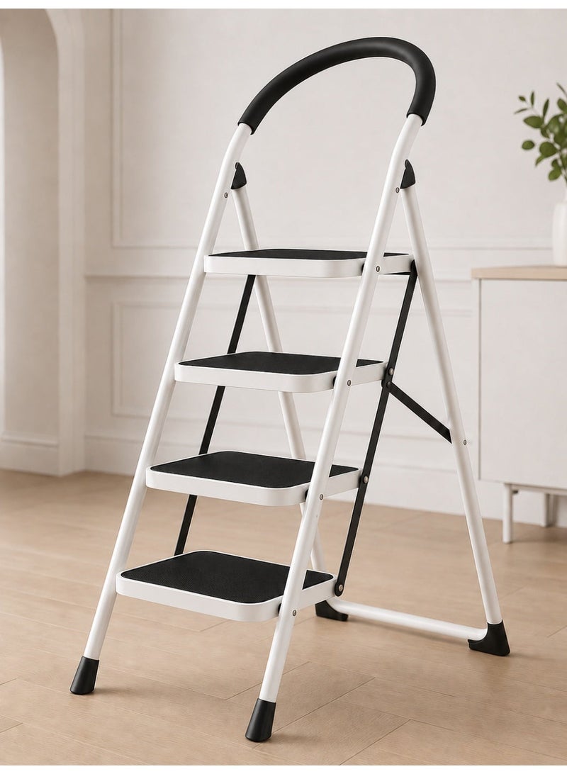 ALMUFARREJ Foldable Ladder 4 Steps, Home Ladder Folding Step Stool with Wide Anti-Slip Pedal, Adults Folding Sturdy Steel Ladder for Home,Kitchen, Garden, Office - Image 1