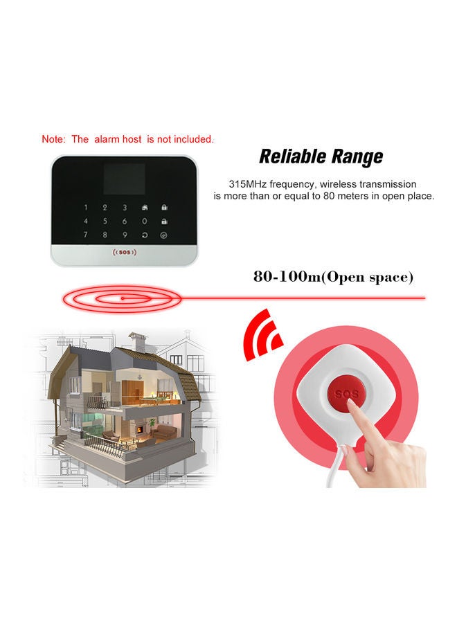 Wireless Remote Call on For Help Security Alarm System White/Red - Image 2