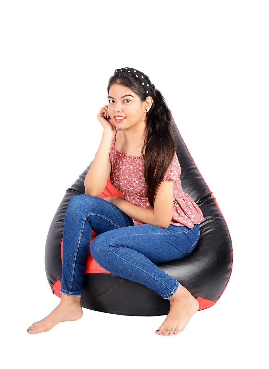 SKYSHOT SKYSHOT Classic Bean Bag with Footrest Filled with BeansFillers XXXL Red Black  - Image 2