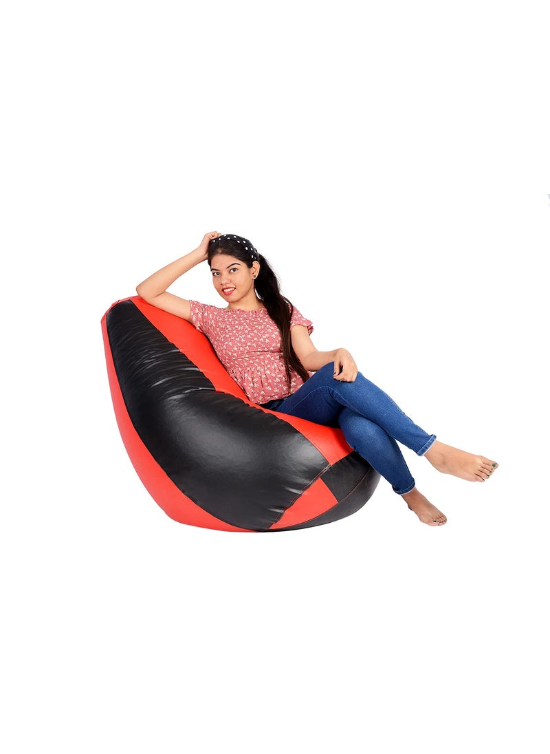 SKYSHOT SKYSHOT Classic Bean Bag with Footrest Filled with BeansFillers XXXL Red Black  - Image 3