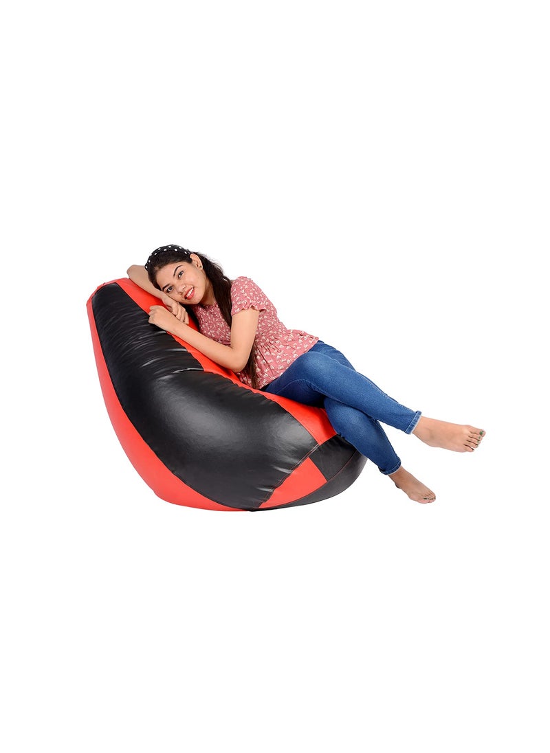 SKYSHOT SKYSHOT Classic Bean Bag with Footrest Filled with BeansFillers XXXL Red Black  - Image 4
