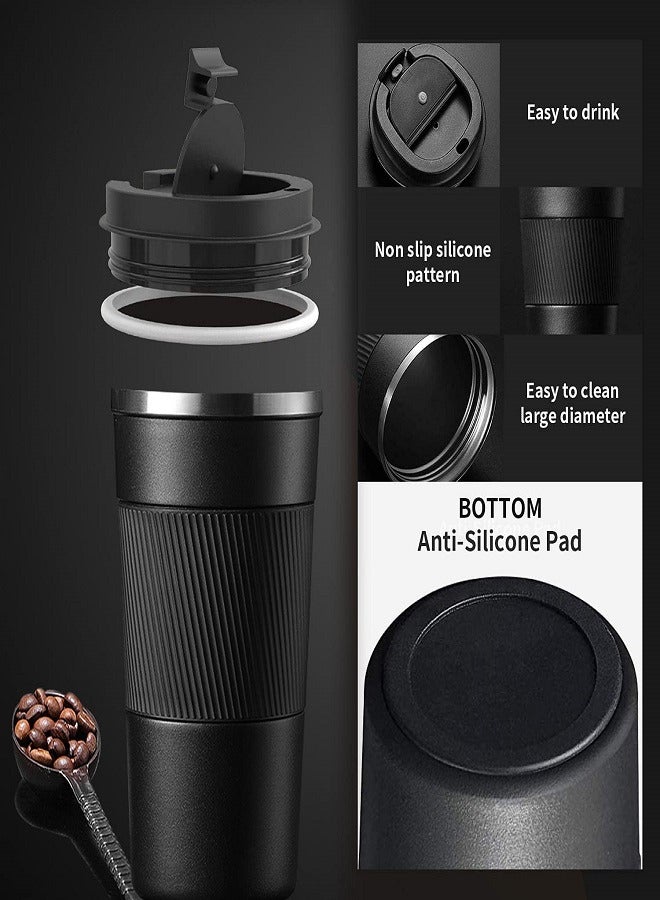 Travel Mug Coffee Cups Thermal Insulated Vacuum Insulation Stainless Steel Bottle for Hot Cold Drinks 510ml-Green  - Image 4