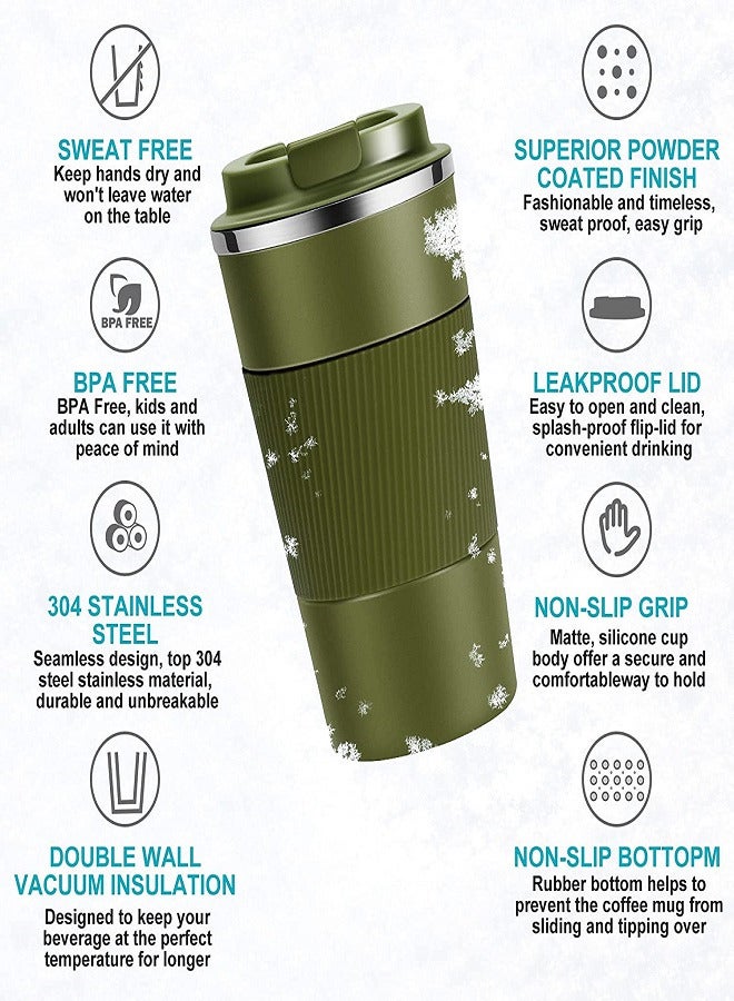 Travel Mug Coffee Cups Thermal Insulated Vacuum Insulation Stainless Steel Bottle for Hot Cold Drinks 510ml-Green  - Image 3