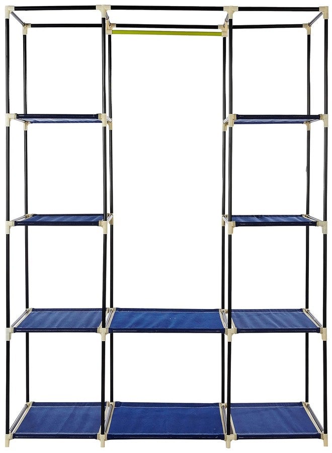 GRAZIA Multi-Purpose Portable Foldable Wardrobe Cabinet Almirah Collapsible Storage Baby/Kids/Adult Side Pockets Fabric for Home Bedroom (Blue; 170x140x45 cm) - Image 5